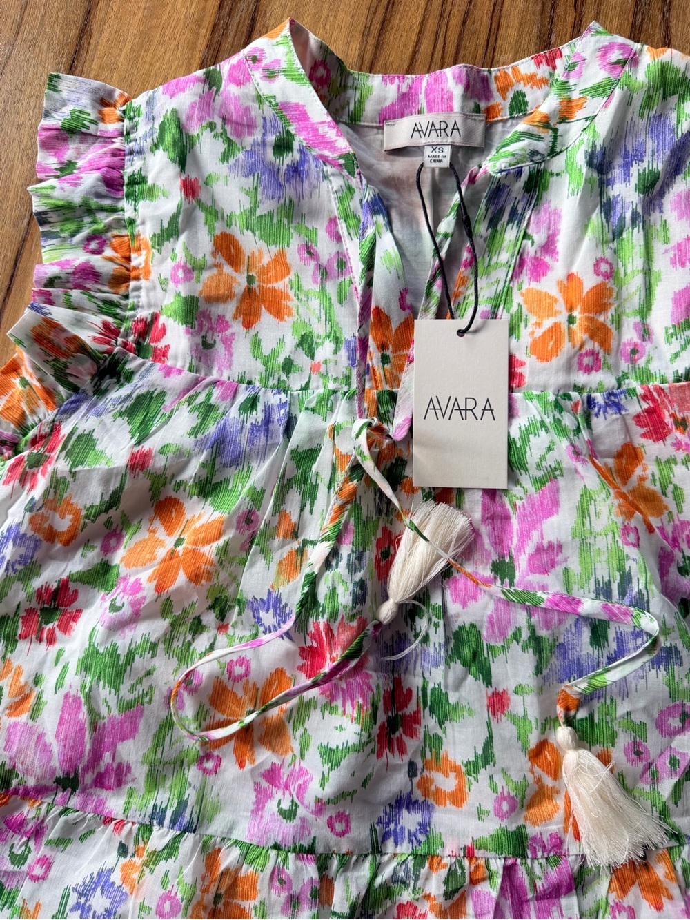 Avara Faye Multi Floral Flutter Sleeve Top